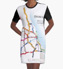 Chicago Highway Names Graphic T-Shirt Dress