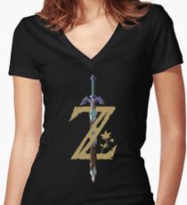Camiseta entallada de cuello en V The Legend of Zelda: Breath of the Wild Z