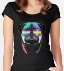 Music Love Pug Women's Fitted Scoop T-Shirt
