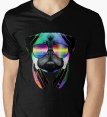 Music Love Pug Men's V-Neck T-Shirt