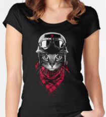 Abenteurer Katze Tailliertes Rundhals-Shirt