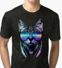 Music Lover Cat Tri-blend T-Shirt