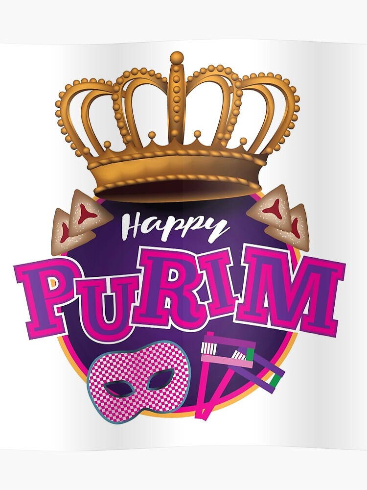 happy purim logo icon badge design poster purim flyer template