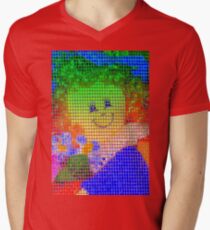 Doll in a blue hat Men's V-Neck T-Shirt