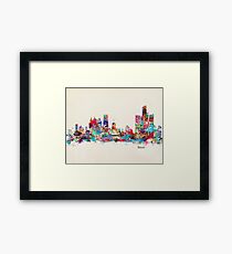 detroit skyline watercolor Framed Print