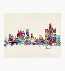 detroit skyline watercolor Photographic Print
