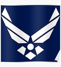 United States Air Force Logo, White Poster