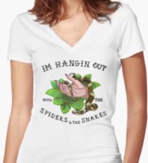 Spiders and snakes (white background) Women's Fitted V-Neck T-Shirt