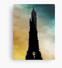 Dark Tower and Rose Metal Print