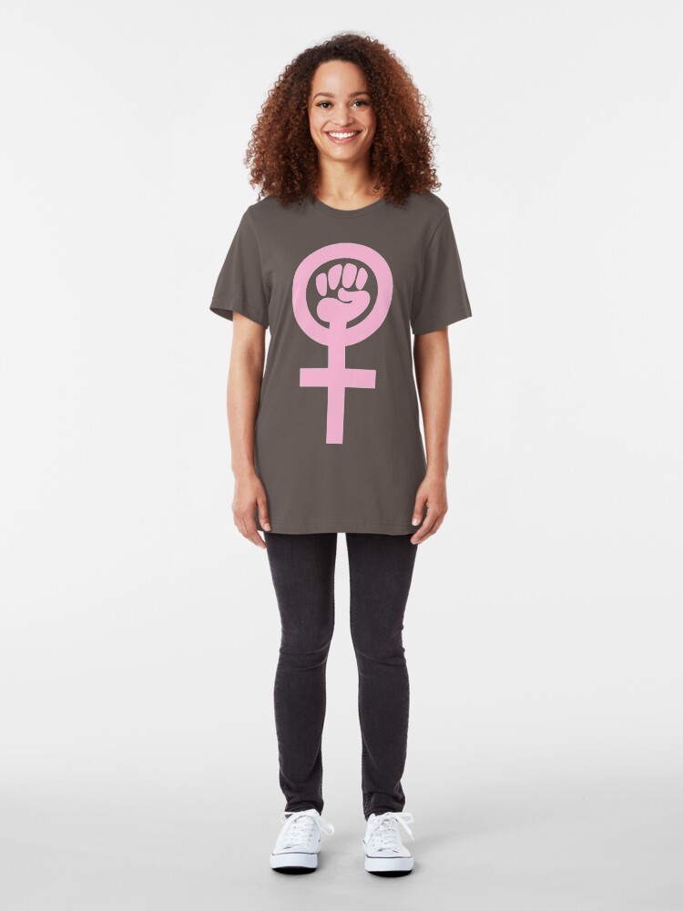 Alternate view of Woman Feminist Power Symbol 4 Slim Fit T-Shirt