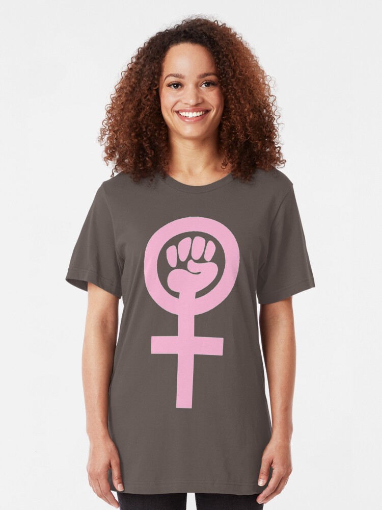 Alternate view of Woman Feminist Power Symbol 4 Slim Fit T-Shirt