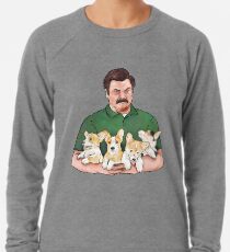 Ron Swanson Holding Corgi Welpen Leichtes Sweatshirt