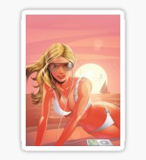 Pegatina Sexy Beach Girl Retro Cool Bond 007 Inspirado puesta de sol