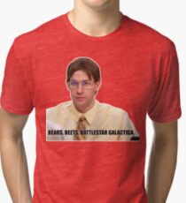 Camiseta de tejido mixto Jim Halpert - Osos, remolachas, battlestar galactica