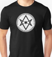 Aleister Crowley - DO WHAT THOU WILT SHALL BE THE WHOLE OF THE LAW - Occult - Thelema (White On Black) Unisex T-Shirt