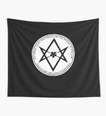 Aleister Crowley - DO WHAT THOU WILT SHALL BE THE WHOLE OF THE LAW - Occult - Thelema (White On Black) Wall Tapestry