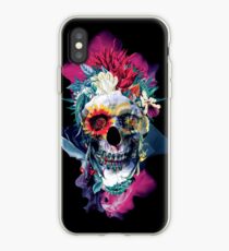 Floral Skull Blue iPhone Case
