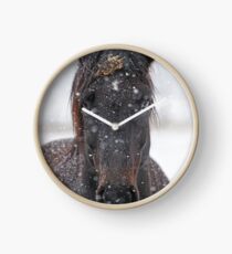 Horse in Snowstorm Clock