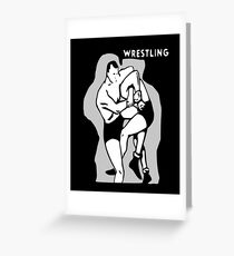 Black and White Vintage Wrestling Vector Graphic Greeting Card