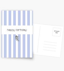 Blue Candy Stripes Birthday Postcards