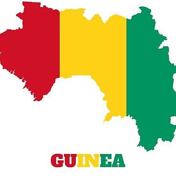 Modern Map - Guinea flag colored GN. Guinea detailed map with flag of  country. Painted in colors in the national flag. Map of Guinea with an  official flag. Illustration on white background