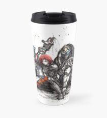 Shepard, Garrus and Liara trio sumi and watercolor style Travel Mug