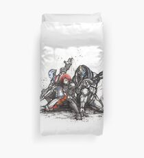 Shepard, Garrus and Liara trio sumi and watercolor style Duvet Cover