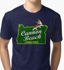 Cannon Beach - Corgi Town Tri-blend T-Shirt