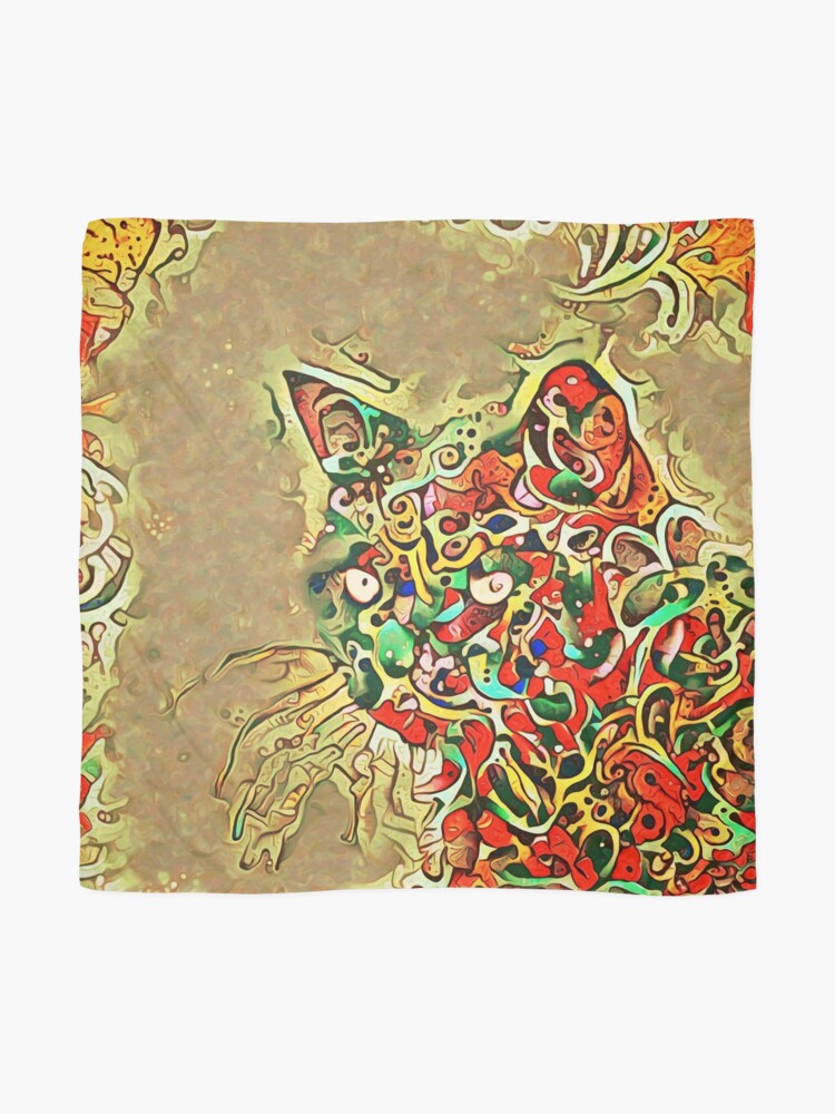 Alternate view of Ninja cat hiding in tropical colors Scarf