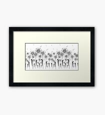 Flowers dandelion. Black and white illustration Framed Print