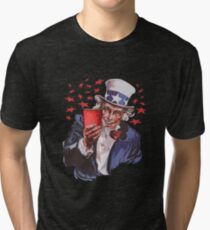 Uncle Sam Solo Cup American College Party Drinking Alcohol Tri-blend T-Shirt