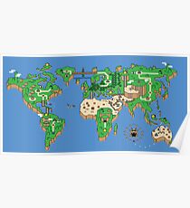 Super Mario Bros Stil Earth Map Poster