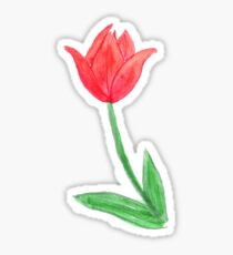 bright red tulip watercolor Sticker