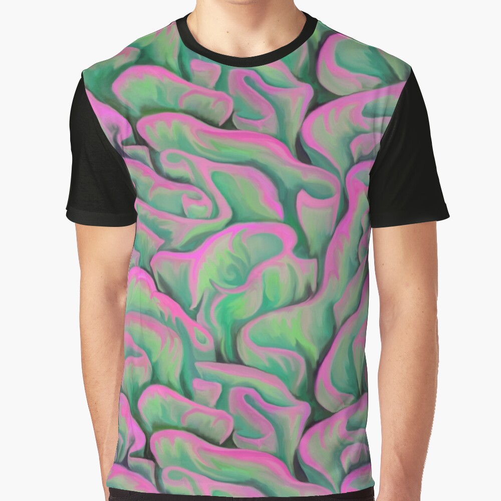 Pink and Green Coral Graphic T-Shirt