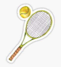 Tennisschläger mit Tennisball. Farbstift Sticker