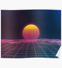 Póster Pro capitalista vaporwave puesta de sol