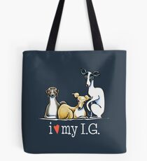 Italian Greyhound Lover {White Type} Tote Bag