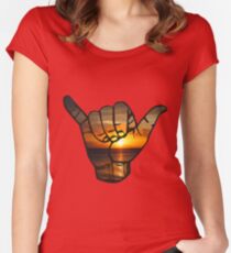 Shaka Sonnenuntergang Tailliertes Rundhals-Shirt