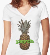 Psych Pineapple Women's Fitted V-Neck T-Shirt