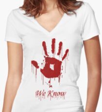 AWESOME Dark Brotherhood "We Know" Women's Fitted V-Neck T-Shirt