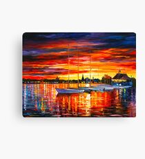 HELSINKI - SAILBOATS AT YACHT CLUB - Leonid Afremov CITYSCAPE Canvas Print