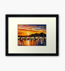 ITALY, NAPLES HARBOR - VESUVIUS - Leonid Afremov CITYSCAPE Framed Print