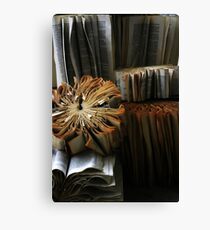Ancient Library #1 Book Flowers Canvas Print