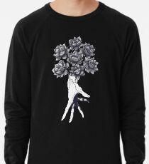 Hand with lotuses on black Lightweight Sweatshirt