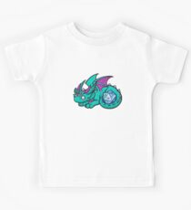 Türkis Würfel Drache Kinder T-Shirt