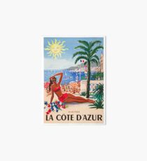 1955 France Visit La Cote D'Azur Travel Poster Art Board