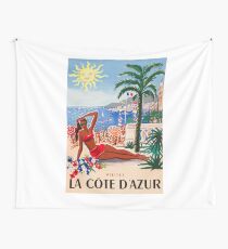 1955 France Visit La Cote D'Azur Travel Poster Wall Tapestry