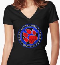 X-Pups (Pride Variant Distressed) Women's Fitted V-Neck T-Shirt