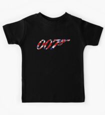 007 James Bond Gun British Flag Kids Tee
