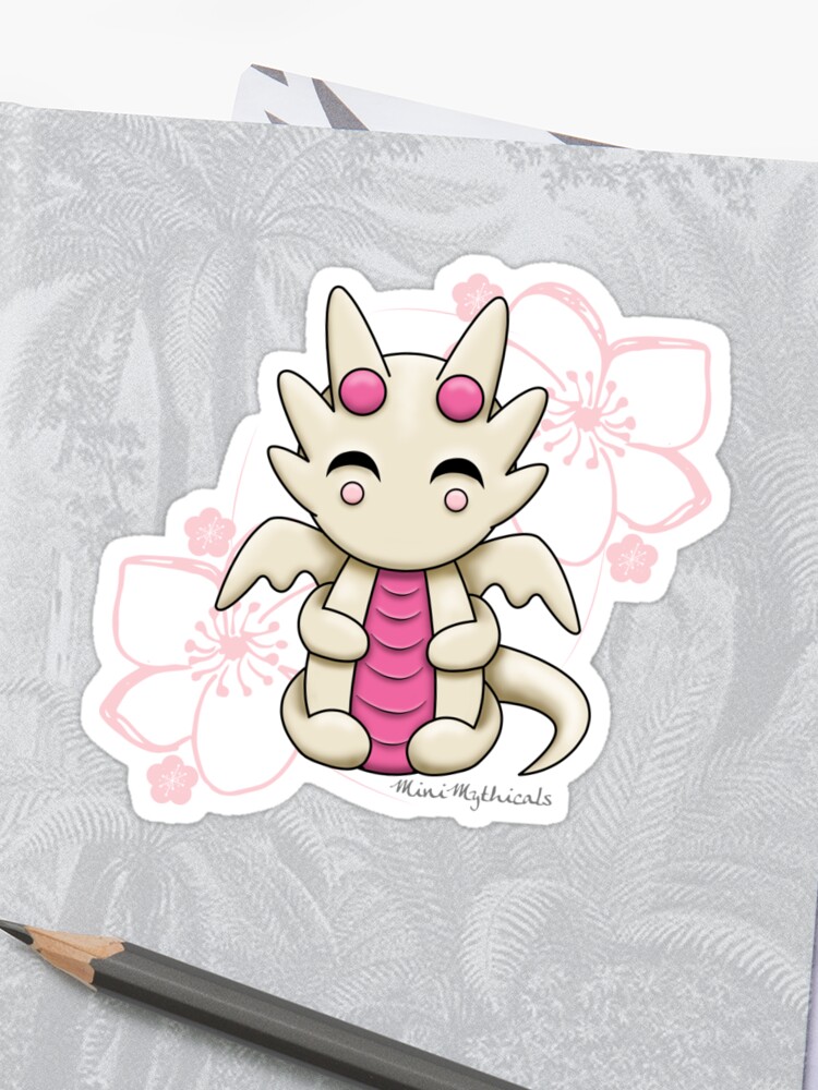 Fleurs De Cerisier Dragon Kawaii Rose Sticker